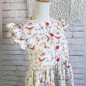 Vintage Handmade Butterfly frilly Cap Sleeve Cotton Dress